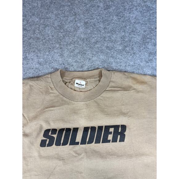 VINTAGE 90s Soldier Movie Shirt Mens XL Brown Graphic Murina USA Short Sleeve - Picture 5 of 10